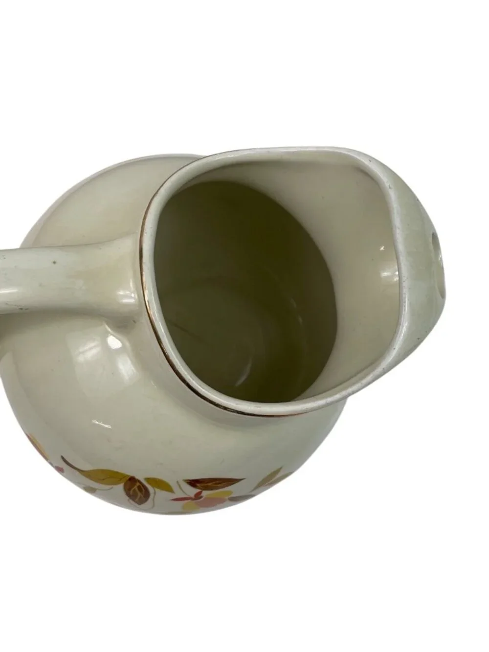Vintage 1950 Hall’s Superior JEWEL TEA Autumn Leaf BALL JUG PITCHER 7.5” tall